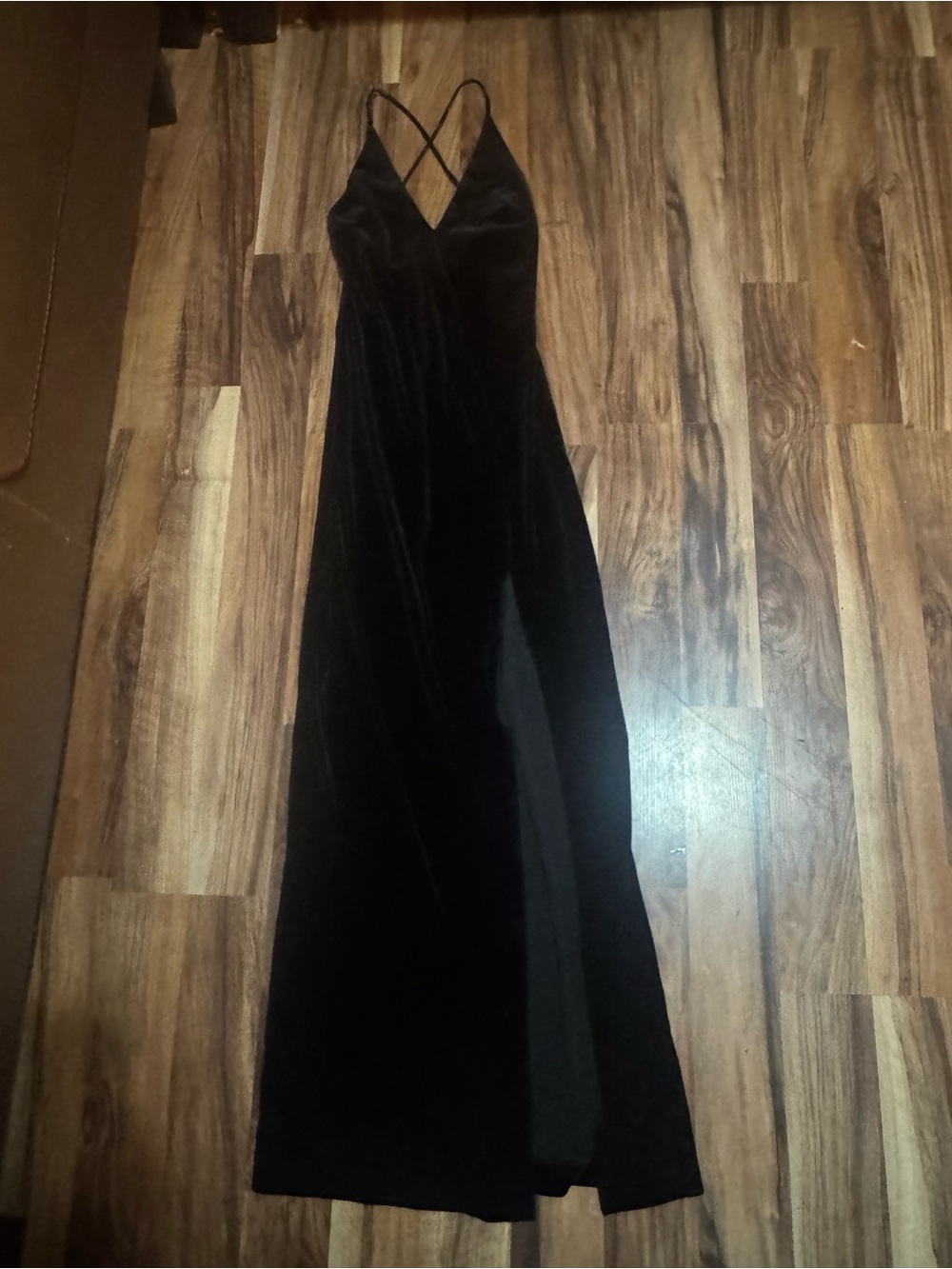 Y2K Black Velvet Strappy V-Neck Maxi Dress